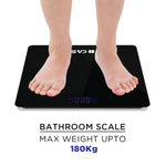 CASTOR iBELL BS026M Digital Weighing Scale for Body Weight – Tempered Glass, LCD Display, Auto Power On, Bathroom Scale up to 180 kg (Black)
