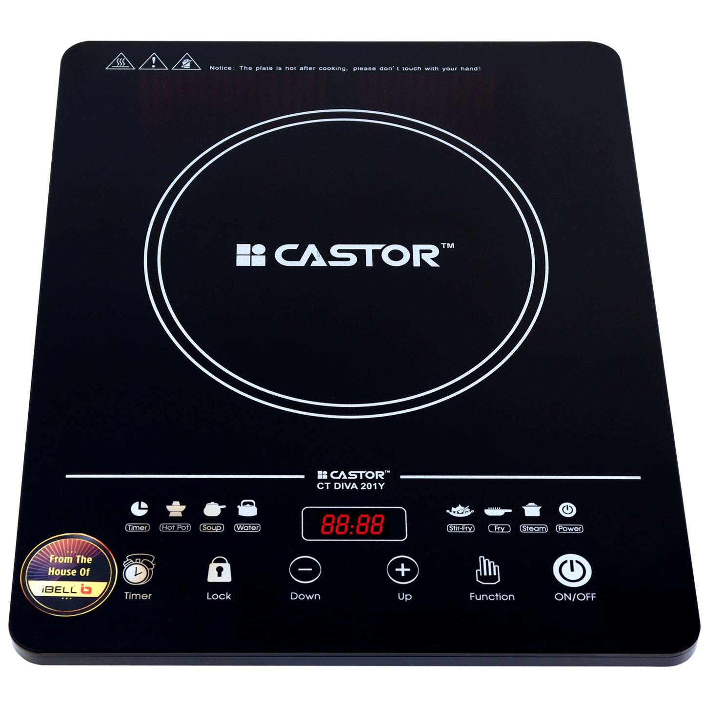 IBELL Castor DIVA Induction Cooktop 2000W, Touch Control, Auto Shut Off and Over Heat Protection, 2yr Warranty (Black)