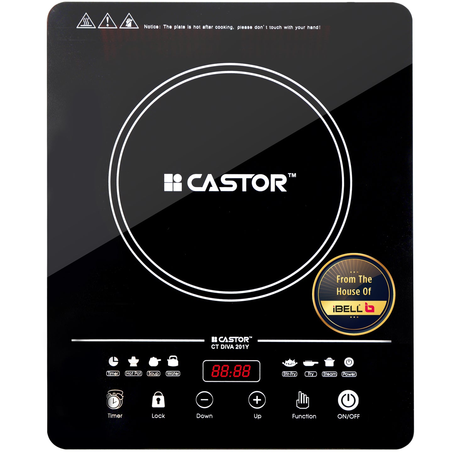 IBELL Castor DIVA Induction Cooktop 2000W, Touch Control, Auto Shut Off and Over Heat Protection, 2yr Warranty (Black)