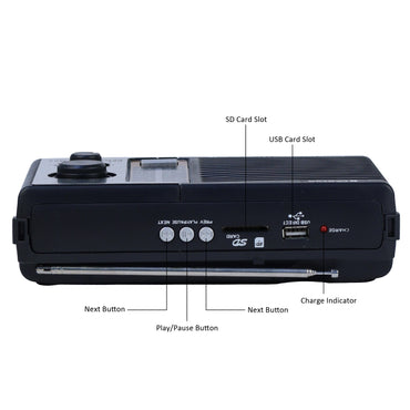 iBELL CTFM100U Portable FM Radio, with USB, SD Card, MP3 Player & Dynamic Speaker 4 Band (Black)