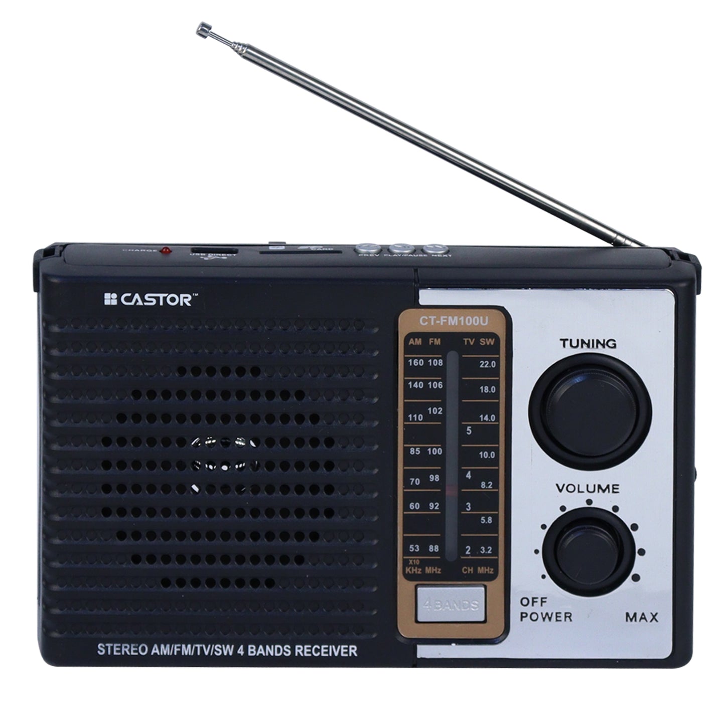 iBELL CTFM100U Portable FM Radio, with USB, SD Card, MP3 Player & Dynamic Speaker 4 Band (Black)