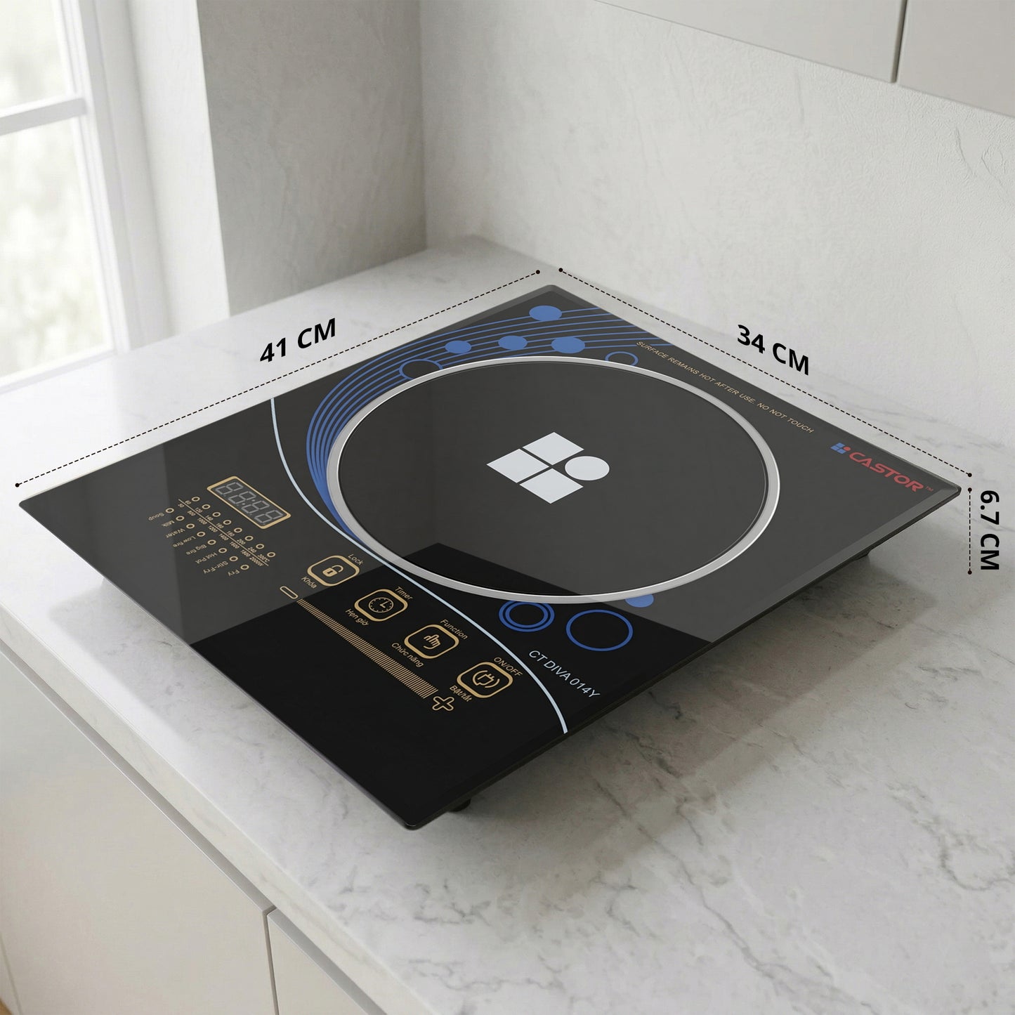 iBELL Castor DIVA014Y 2200W Induction Cooktop, 3-YEAR WARRANTY, Full Touch Control, 8 Preset Cooking Modes, Fast Heating & Temperature Control, Portable Electric Induction Cooker, [Black]