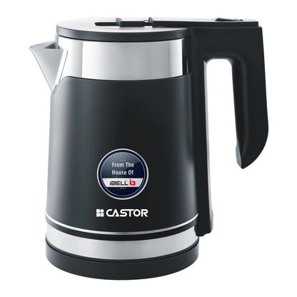 iBELL Castor Ek017L Premium Electric Kettle, 1.7 Litre, Stainless Steel With Plastic Insulation,1500W Auto Cut-Off, Silver With Black, 1.7 Liter, 1500 Watt