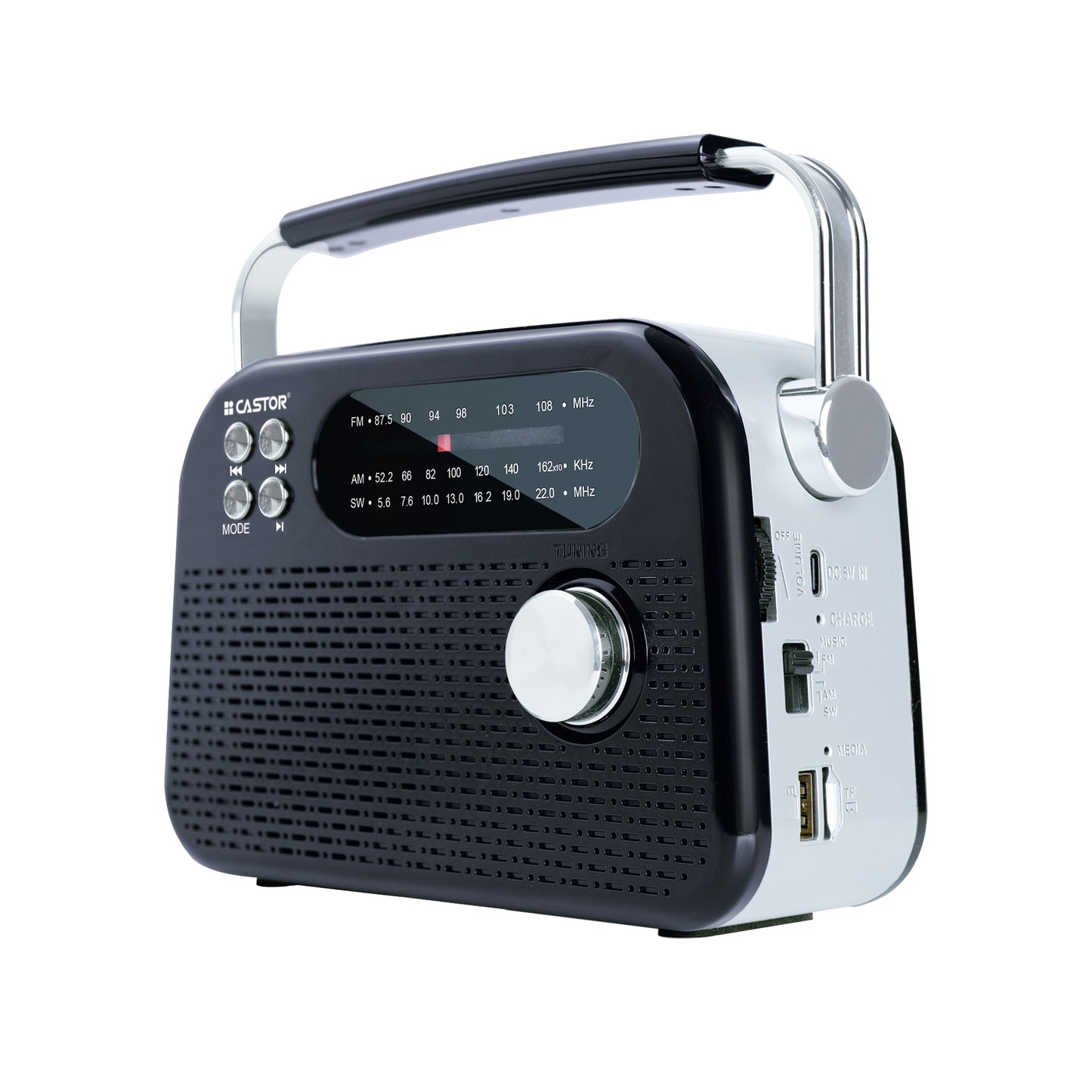 CASTOR iBELL FM820BT Portable FM Radio with Bluetooth Speaker, Rechargeable Battery, USB SD MP3 Player & Dynamic Speaker 3 Band, Black