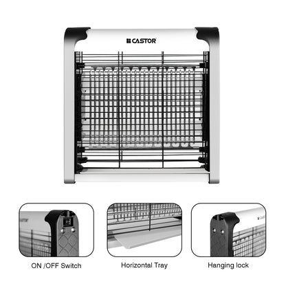 CASTOR M02IK Insect Catcher Machine, Portable LED Lamp, Compact Fly Trap for Home, Electric Insect Killer Indoor & Outdoor (Silver)