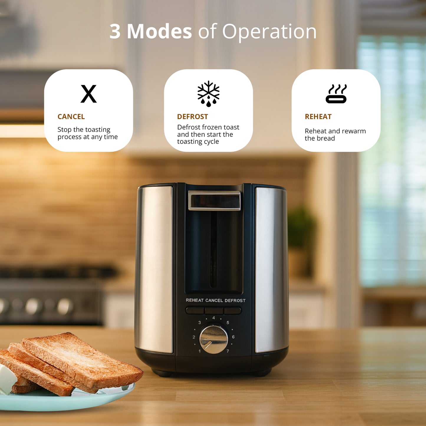 iBELL Toaster CrustoF40 Auto Pop-up 4 Slice Bread Toaster with Removable Crumb Tray, Auto Shutoff, Defrost/Reheat/Cancel Button, 7 Levels Browning Controller, Led Light Indicator, 2 Year Warranty