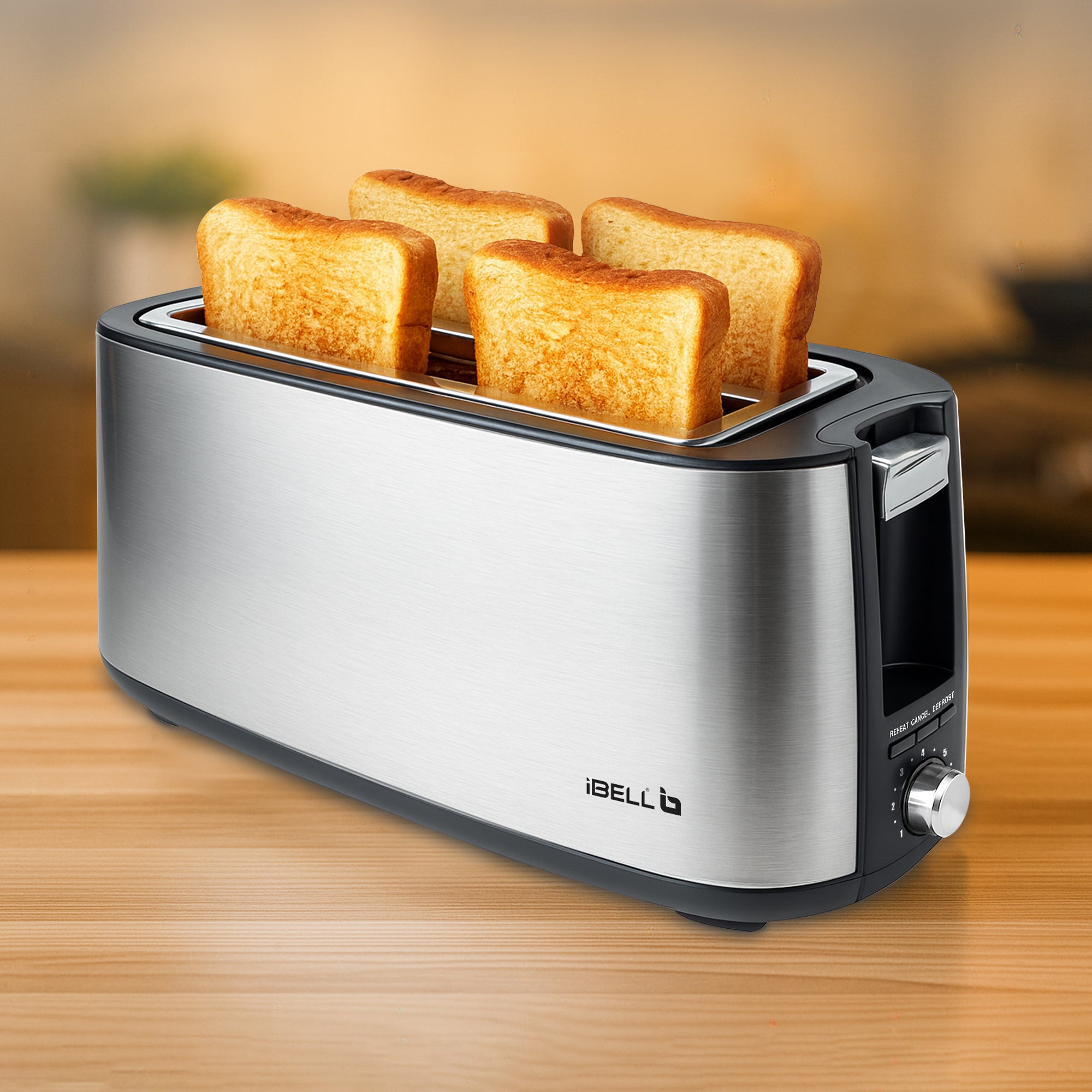 iBELL Toaster CrustoF40 Auto Pop-up 4 Slice Bread Toaster with Removab ...