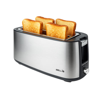 iBELL Toaster CrustoF40 Auto Pop-up 4 Slice Bread Toaster with Removable Crumb Tray, Auto Shutoff, Defrost/Reheat/Cancel Button, 7 Levels Browning Controller, Led Light Indicator, 2 Year Warranty