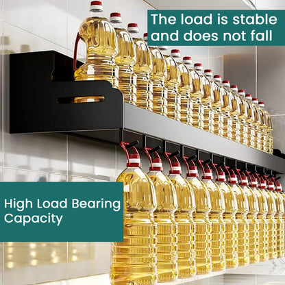 iBELL Multifunctional Wall-Mounted Kitchen Storage Organizer Rack with Spice Shelf, Utensil Hooks & Holder - IBLCH260