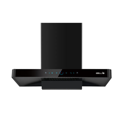 iBELL ELEGANCE 90 DLX Auto Clean Kitchen Chimney 90cm, 1500 m³/hr Suction, Filterless Technology, Motion Sensor & Touch Control, Black Tempered Glass Finish