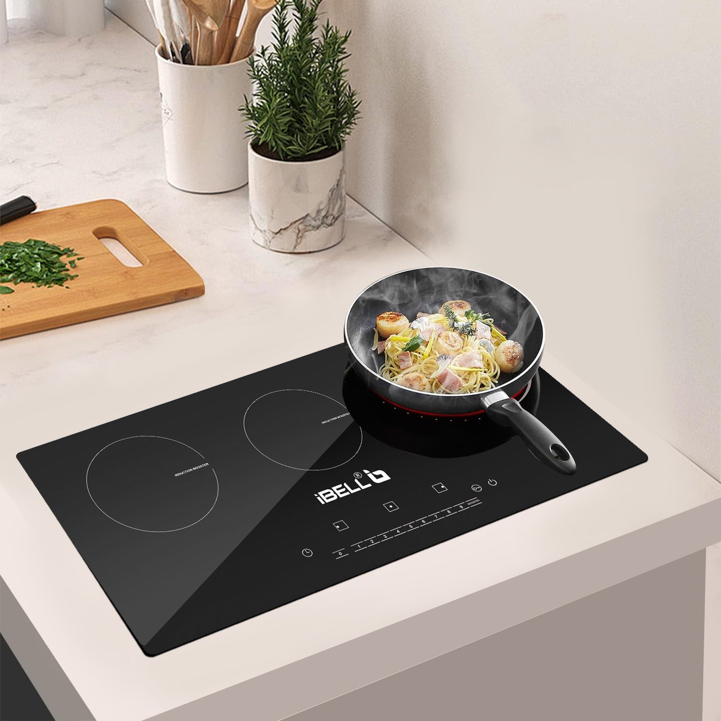 iBELL EMINENCE03 Induction Hob, Electric, 5600W, with 8 Level Power Setting, Auto -Off Protection, Toughened Glass and Touch Controls (Black)
