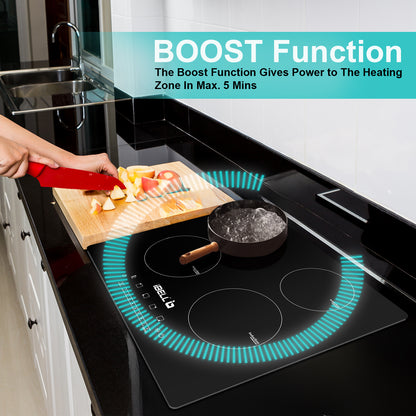 iBELL EMINENCE04, 7200W, Induction Hob – High-Performance Electric Cooktop with Boost Mode, 9 Adjustable Power Levels, Touch Panel, and Toughened Glass Surface.