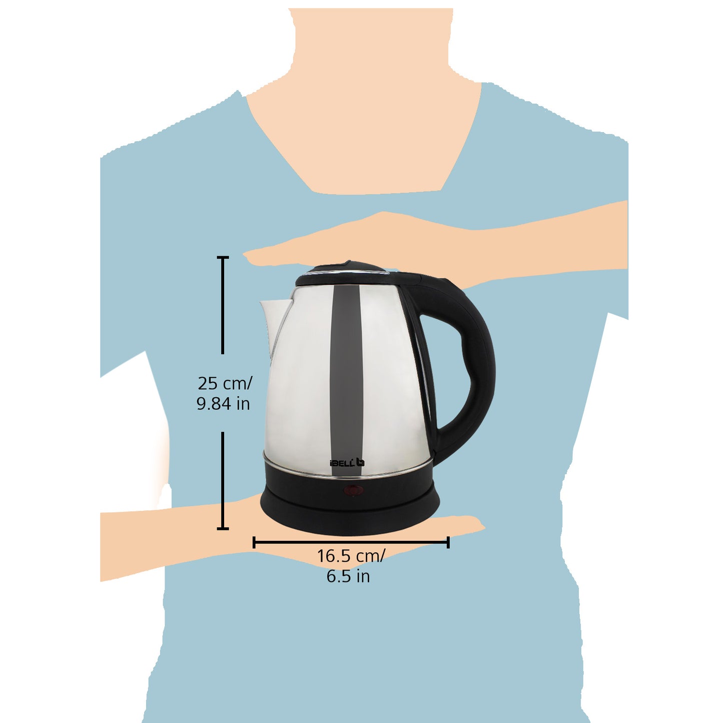iBELL Electric Kettle 1.8 Litre, 1800W Stainless Steel Body, Auto Cut-Off & Rapid Boil, Durable & Easy to Clean Kettle for Hot Water, Tea, Coffee, and More (Silver)