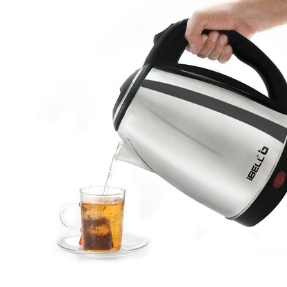 iBELL Electric Kettle 1.8 Litre, 1800W Stainless Steel Body, Auto Cut-Off & Rapid Boil, Durable & Easy to Clean Kettle for Hot Water, Tea, Coffee, and More (Silver)