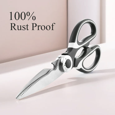 iBELL FA048 Kitchen Scissor for Heavy Duty, Stainless Steel Multi-Function Scissors for Meat, Chicken, Fish, Vegetable (Black)