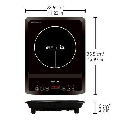 IBELL 30YO Induction Cooktop, 2000W, 2 Yr Warranty, BIS Certified, Crystal Glass Top, Auto Shut Off, Overheat Protection (Black)