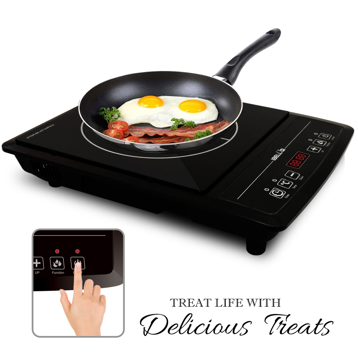 IBELL 30YO Induction Cooktop, 2000W, 2 Yr Warranty, BIS Certified, Crystal Glass Top, Auto Shut Off, Overheat Protection (Black)