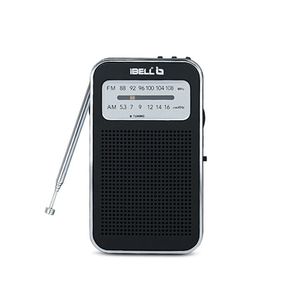 iBELL FM720BT Portable Pocket FM Radio with Bluetooth Speaker, USB/SD MP3 Player, Rechargeable with Type C Port, 2 Band (Black)