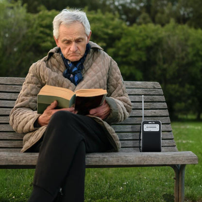 iBELL FM720BT Portable Pocket FM Radio with Bluetooth Speaker, USB/SD MP3 Player, Rechargeable with Type C Port, 2 Band (Black)