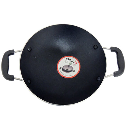 IBELL Premium Non-Stick Aluminium Appam Pan with Lid, Appachatty, 200mm, Silver