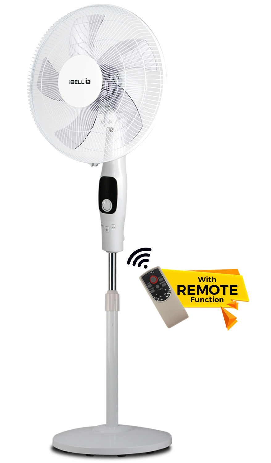 IBELL CLASSY P16 SB WHITE Pedestal Fan 5 Leaf with Remote and High Air Flow, 55W, LED Display, High Speed, Copper Motor, 400 millimeters