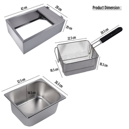 iBELL DF610M Electric Deep Fryer 6 Litre Stainless Steel 2500W with Variable Temperature Control, Silver