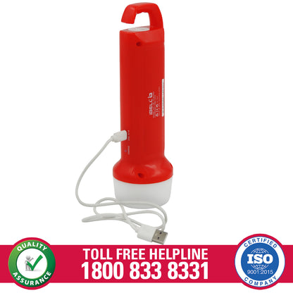 IBELL El8428Sl 2-in-1 Emergency Light, High Lumen Rechargeable with Flashlight/Torch, 15W Led Hand Lamp, 3 Light Modes (Red)