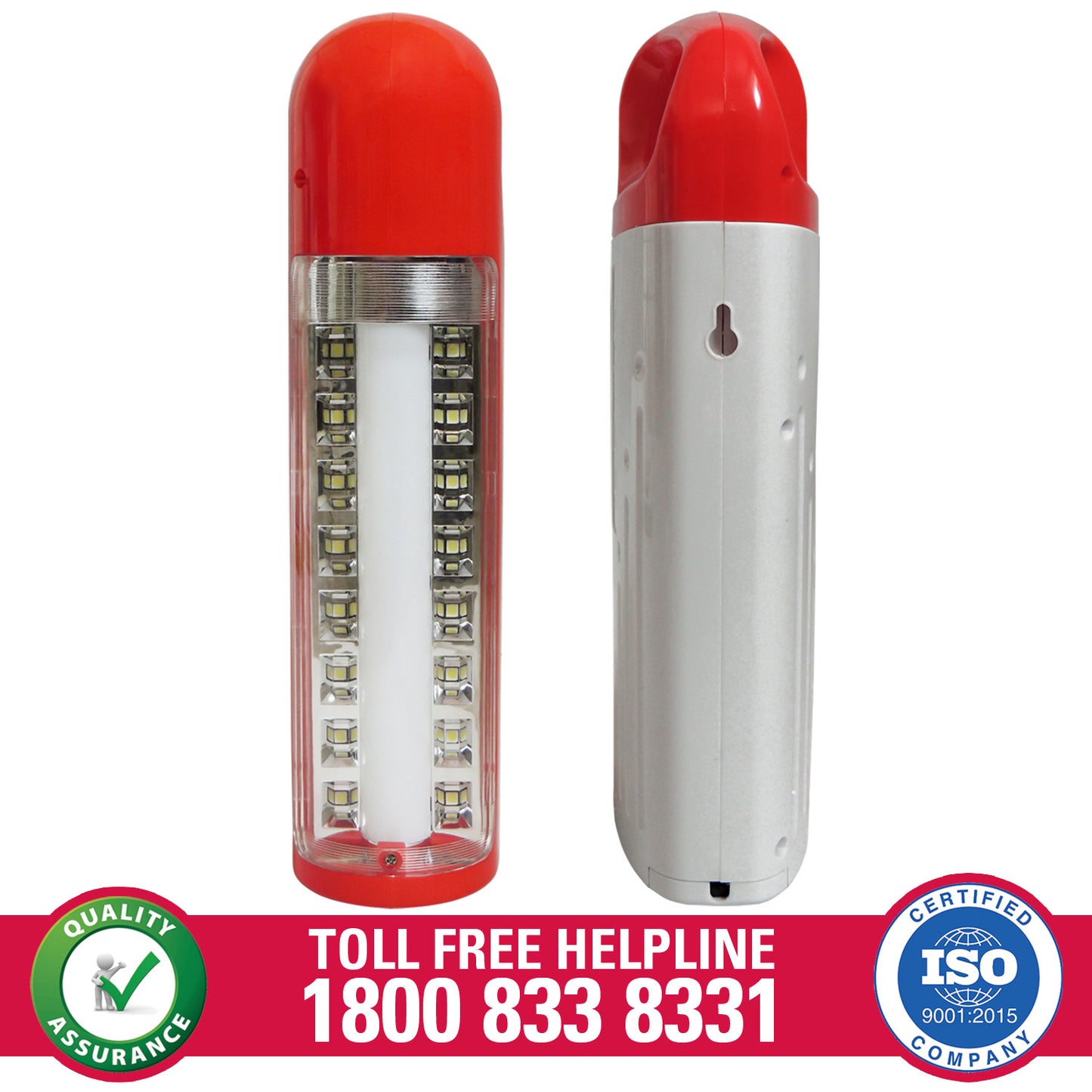 IBELL 8432 Rechargeable Emergency Light, High Bright LED Tube & LED Panel/USB Mobile Charger Jack/Solar Power Input Jack (Red)