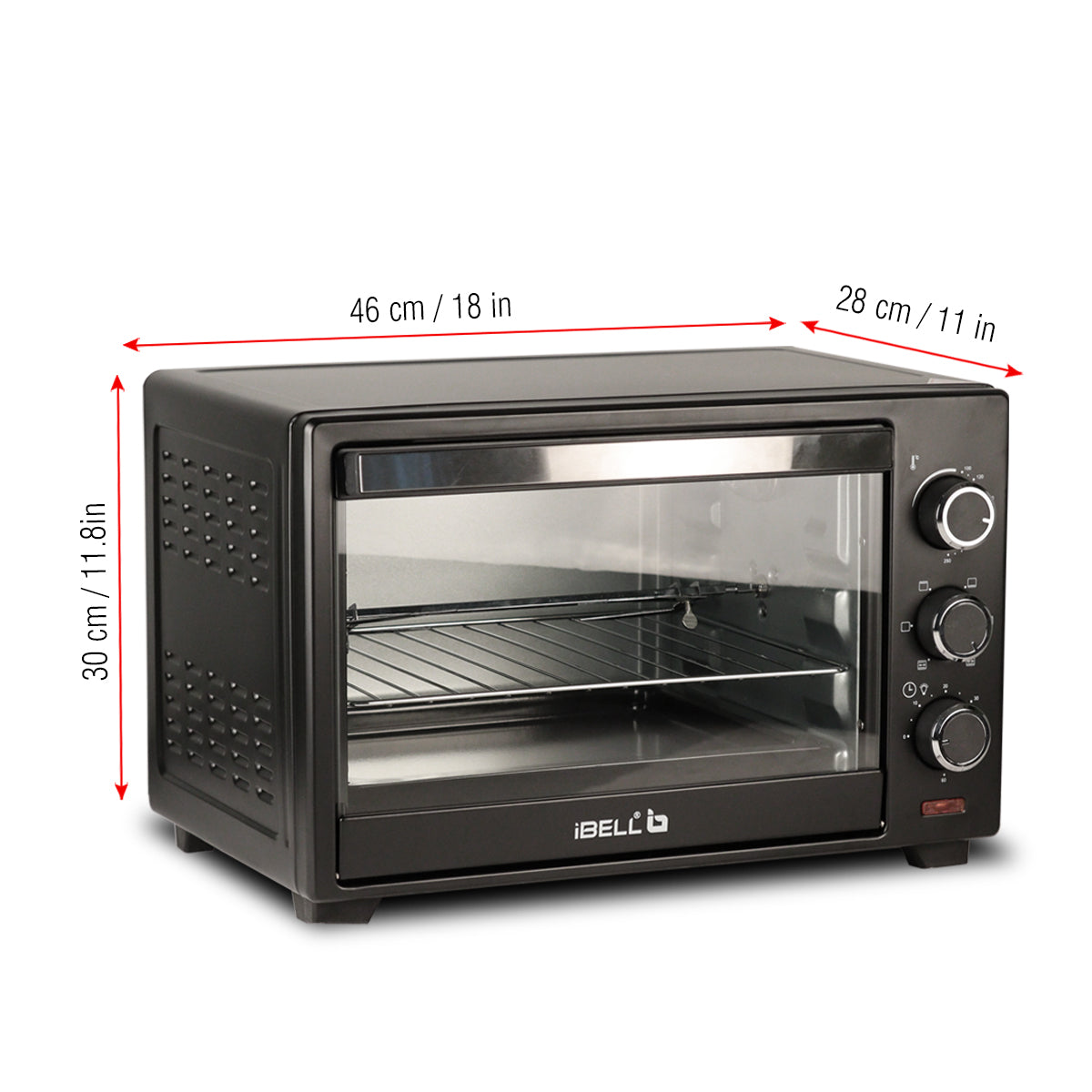 iBELL Ibleo25Lgnew 25 Liters Electric Oven Toaster Grill Otg With Rotisserie, Black, 1600 Watts