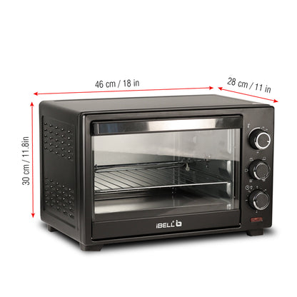 iBELL Ibleo25Lgnew 25 Liters Electric Oven Toaster Grill Otg With Rotisserie, Black, 1600 Watts