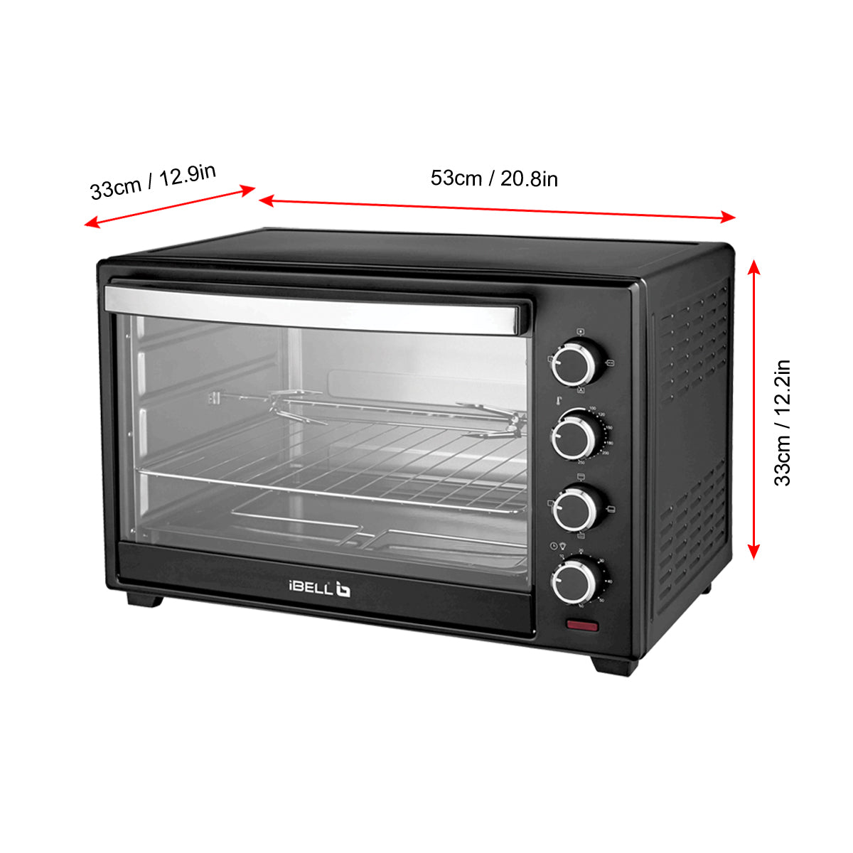 IBELL EO40LGDLX Electric Oven Toaster Grill OTG with Convection & Motorized Rotisserie, 1800 Watt, Multiple heating options, Illuminated Chamber (Black, 40 L)