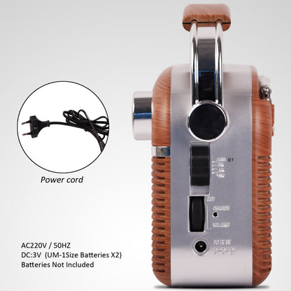 iBELL FM700BT 3-Band Portable FM Radio with Bluetooth, Dynamic Speaker, USB & SD Slot, MP3 Player (Brown)