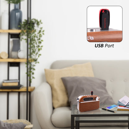 iBELL FM700BT 3-Band Portable FM Radio with Bluetooth, Dynamic Speaker, USB & SD Slot, MP3 Player (Brown)