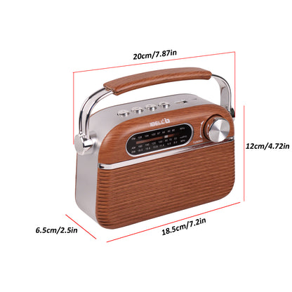 iBELL FM700BT 3-Band Portable FM Radio with Bluetooth, Dynamic Speaker, USB & SD Slot, MP3 Player (Brown)