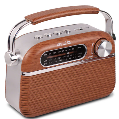 iBELL FM700BT 3-Band Portable FM Radio with Bluetooth, Dynamic Speaker, USB & SD Slot, MP3 Player (Brown)