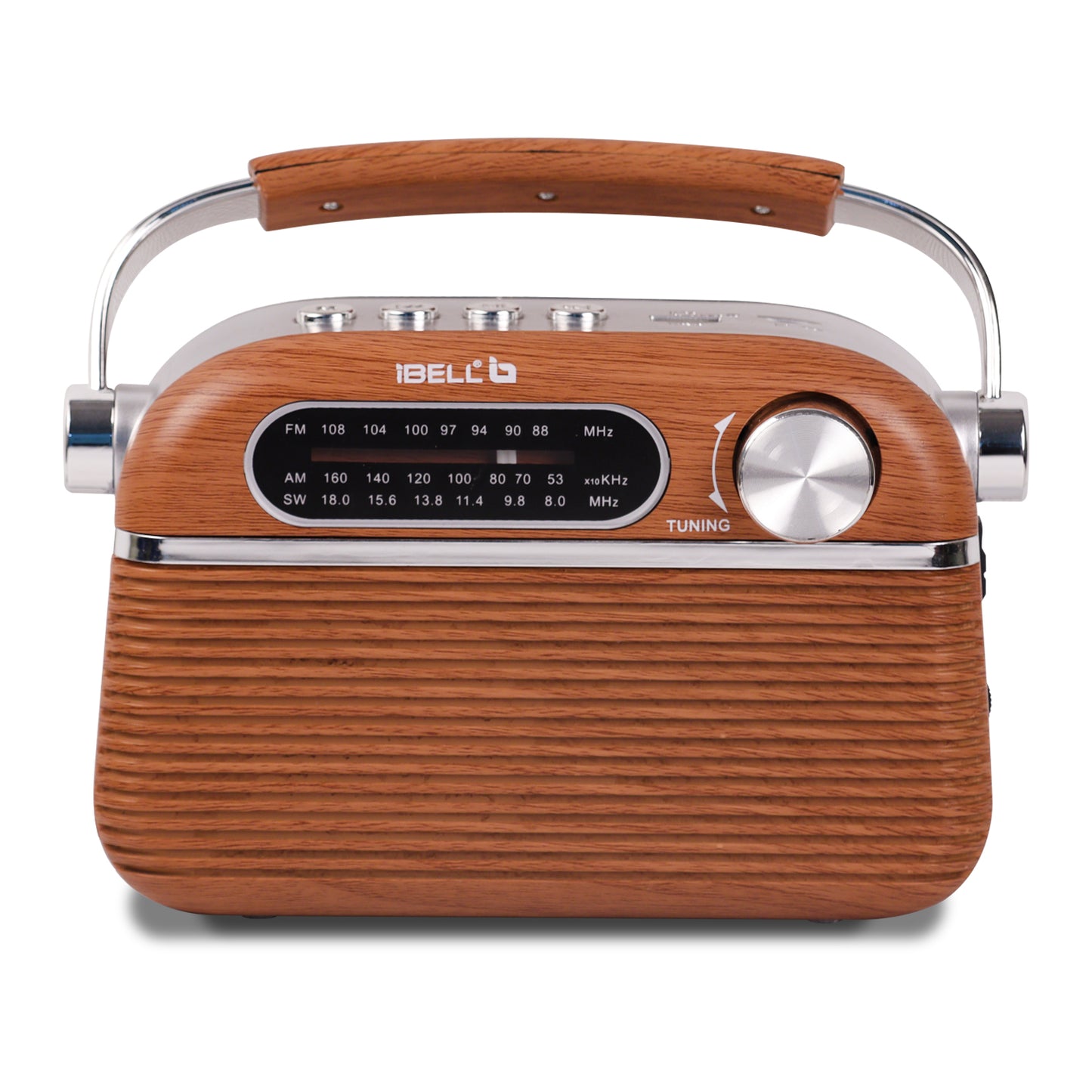 iBELL FM700BT 3-Band Portable FM Radio with Bluetooth, Dynamic Speaker, USB & SD Slot, MP3 Player (Brown)