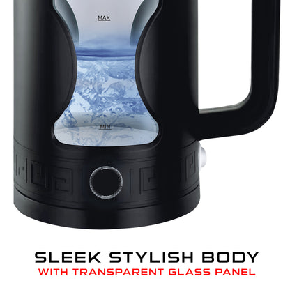 iBELL Gekb17M Black Glass Electric Kettle, Glass Kettle, 1500 Watts, 1.7 Litres, With Led Light, Tempered Glass, Auto Cut Off Function, 360 Degree Rotating Base, Black