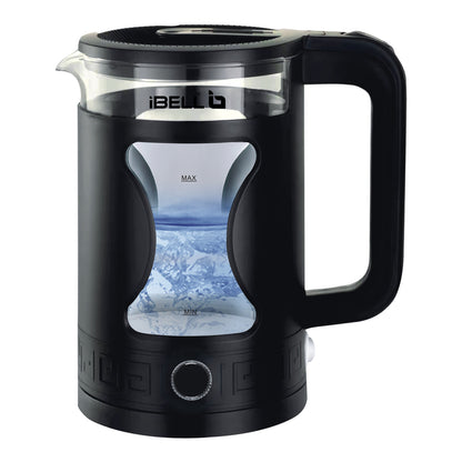 iBELL Gekb17M Black Glass Electric Kettle, Glass Kettle, 1500 Watts, 1.7 Litres, With Led Light, Tempered Glass, Auto Cut Off Function, 360 Degree Rotating Base, Black