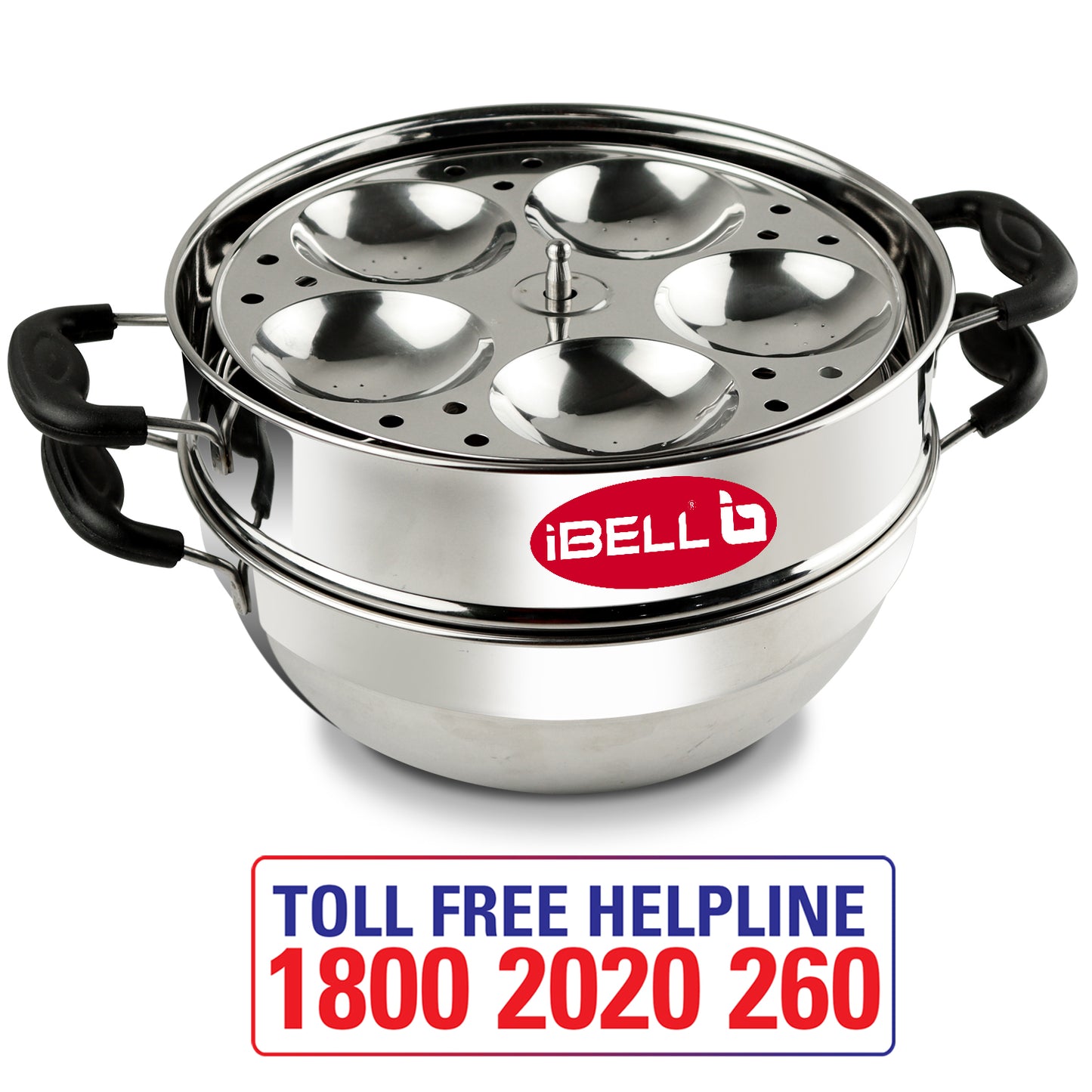 iBELL Stainless Steel 2 Plate Idli Pot with Kadai, (3L) Silver