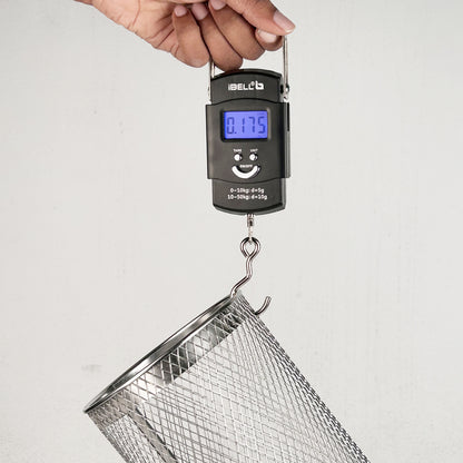 iBELL Weight Machine For Luggage Weighing Scale, Portable, 50 KG, Stainless Steel Hook, Digital LED Display & Tare Function, LS050M (Black)