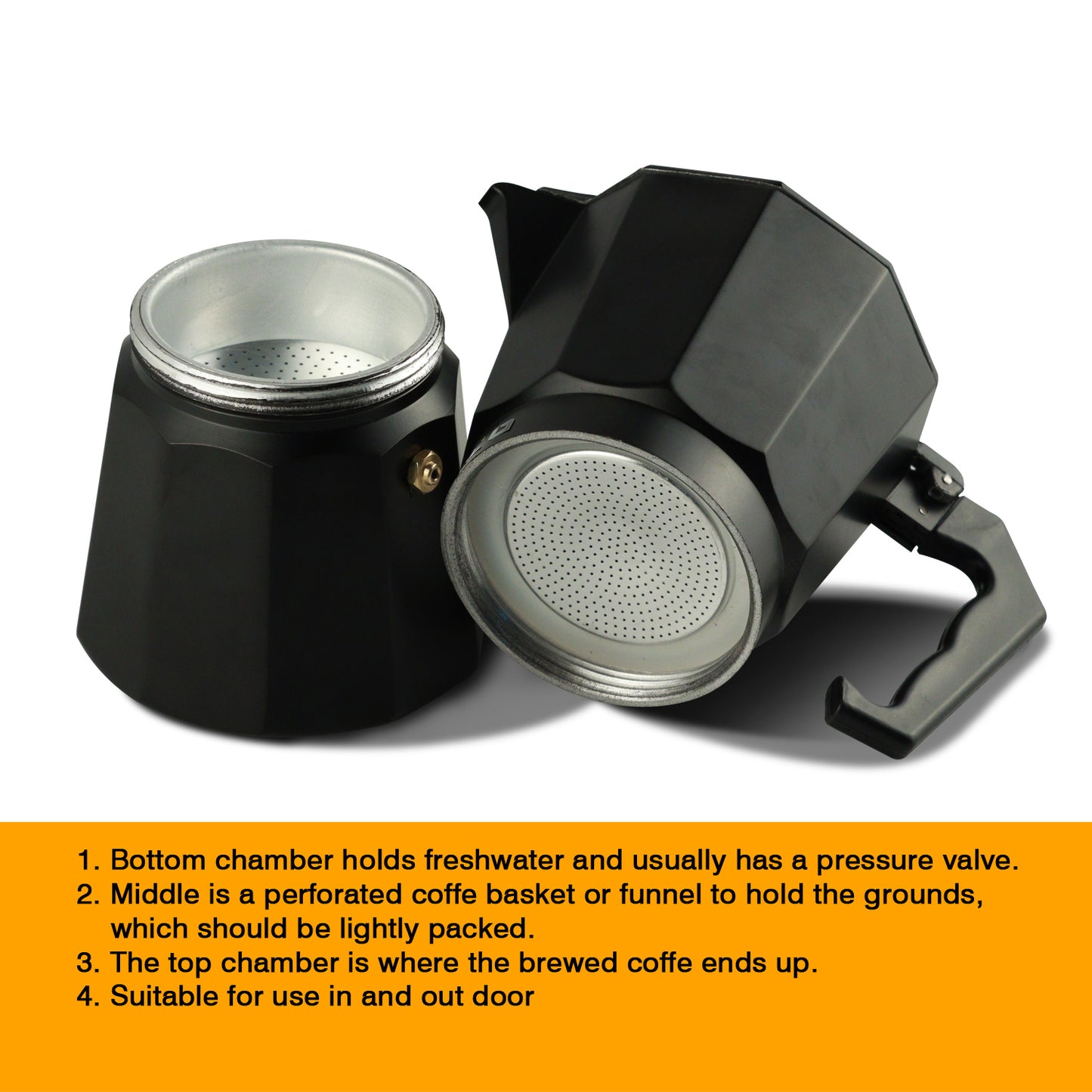 IBELL MP6370S Classic 6 Cup Moka Pot Espresso Maker/Percolator/filter Coffee Maker, Italian Espresso - Black