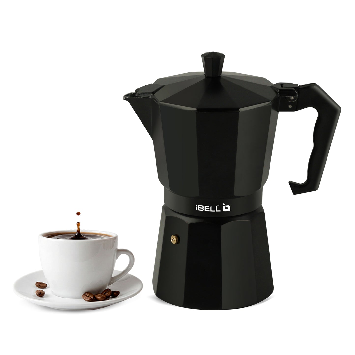 IBELL MP6370S Classic 6 Cup Moka Pot Espresso Maker/Percolator/filter Coffee Maker, Italian Espresso - Black