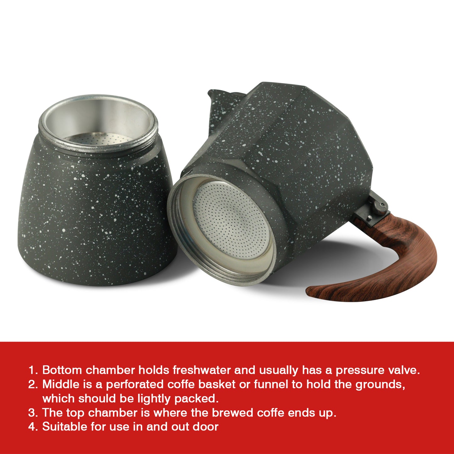 IBELL MP6450S Classic 6 Cup Moka Pot Espresso Maker/Percolator/filter Coffee Maker, Italian Espresso - Grey