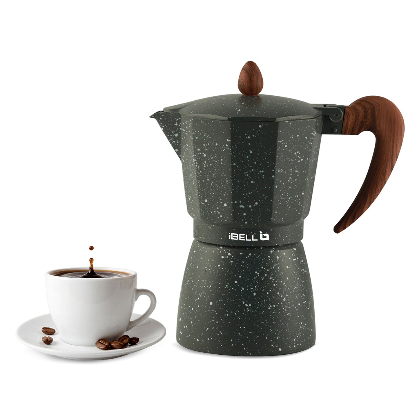 IBELL MP6450S Classic 6 Cup Moka Pot Espresso Maker/Percolator/filter Coffee Maker, Italian Espresso - Grey