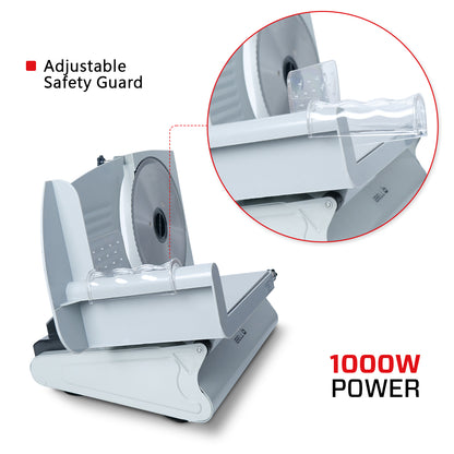 iBELL MS2330M Electric Meat Slicer, 1000W,Heavy Duty Meat Cutter, Chopper & Mincer with Stainless Steel Blade for Boneless Meat/Bread/Cheese/Vegetables (Silver)