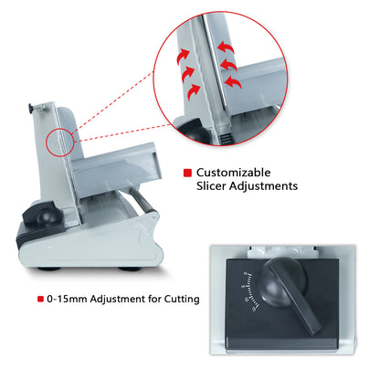 iBELL MS2330M Electric Meat Slicer, 1000W,Heavy Duty Meat Cutter, Chopper & Mincer with Stainless Steel Blade for Boneless Meat/Bread/Cheese/Vegetables (Silver)