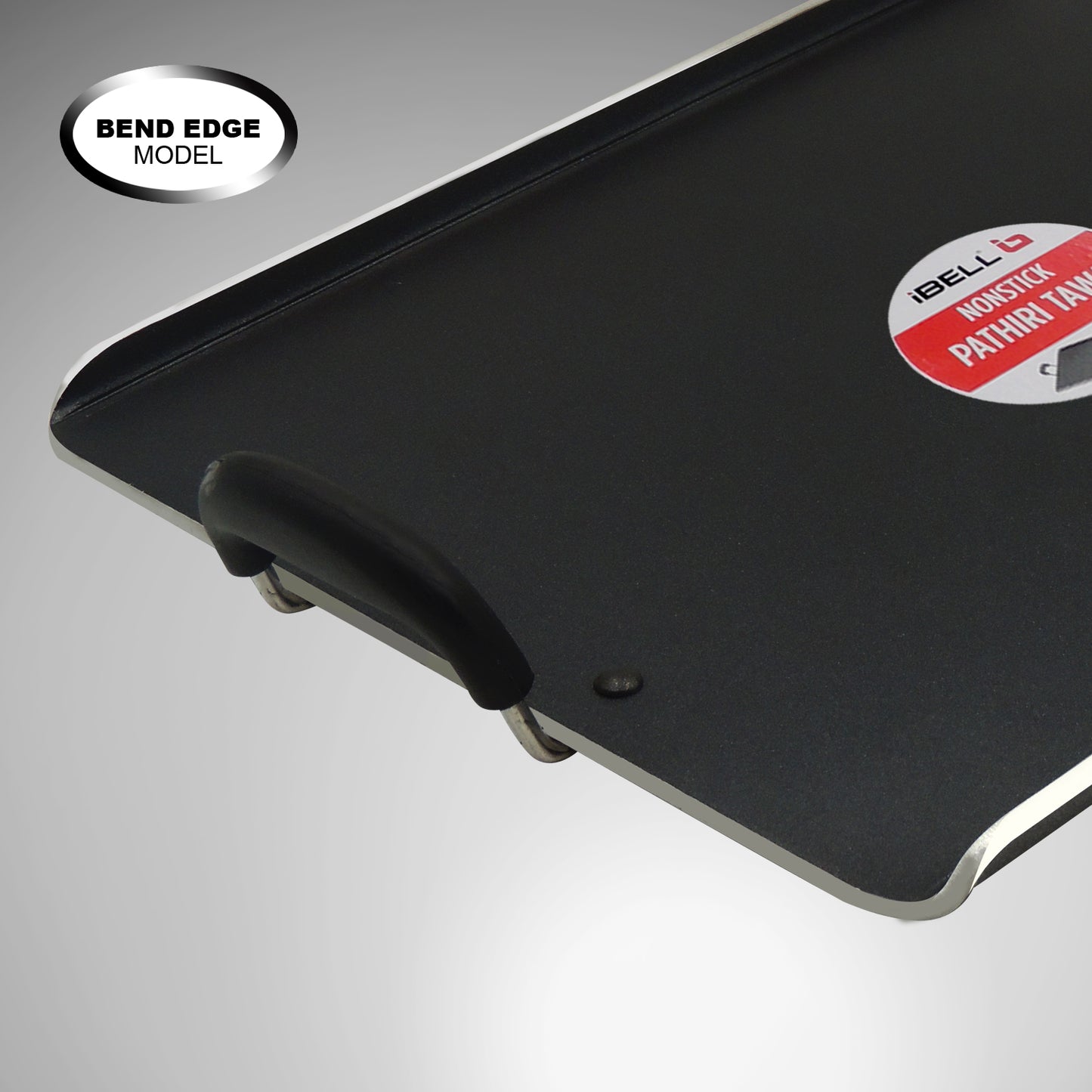 IBELL 3833DLX Non Stick Tawa, Dosa Roti Chapati Pathiri Tawa, Large Rectangular Aluminium Body with Bended Edge, 37.5cm x 31.5cm with 5mm Thickness (Black)