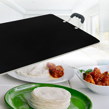 IBELL PT3833 Non Stick Tawa, Dosa Roti Chapati Pathiri Tawa, Large Rectangular Aluminium Body, 38cm x 33cm with 5mm Thickness (Black)