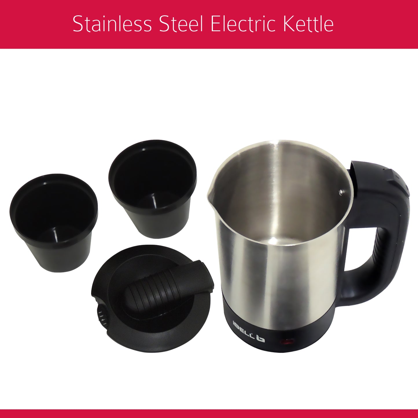 iBELL SEK105 Electric Kettle With Removable Lid, 0.5 Ltrs, 950W Highly Polished Stainless Steel (Silver)