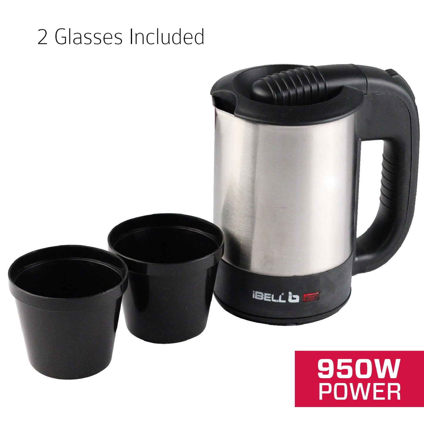 iBELL SEK105 Electric Kettle With Removable Lid, 0.5 Ltrs, 950W Highly Polished Stainless Steel (Silver)